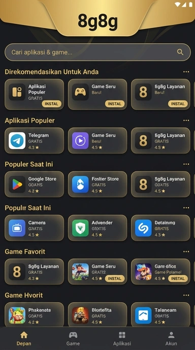 Aplikasi Populer & Kanal Uji — Temukan di 8g8g