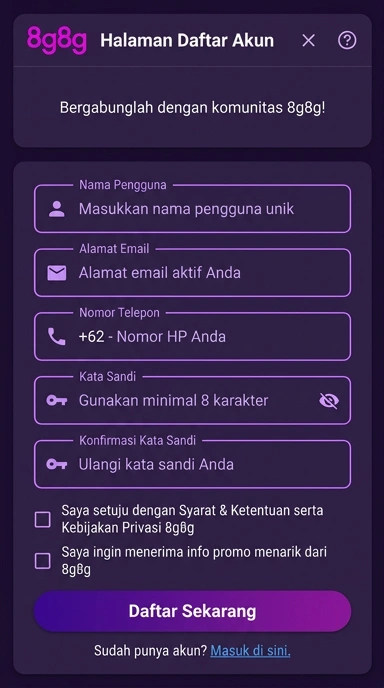 Buat Akun Baru di 8g8g dengan Mudah