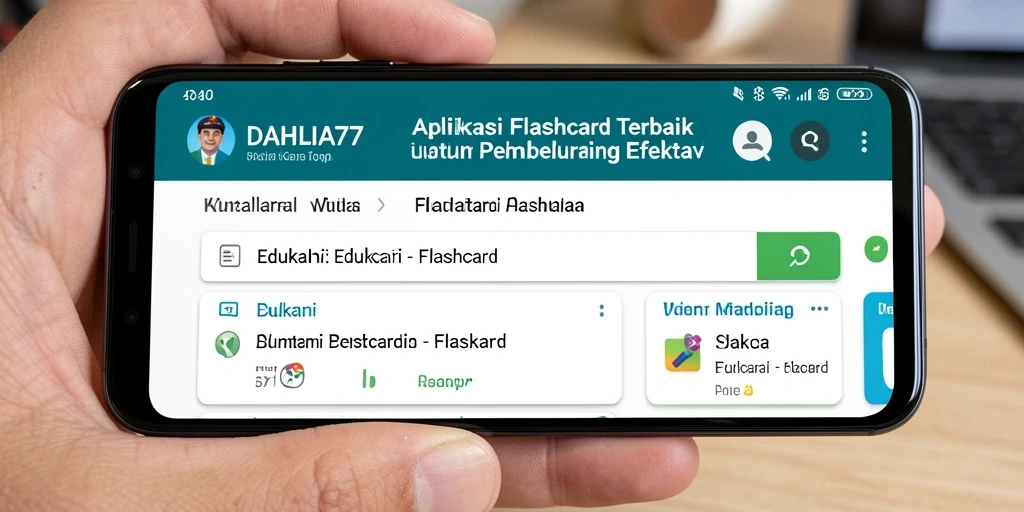 Antarmuka aplikasi DAHLIA77 yang intuitif untuk flashcard.