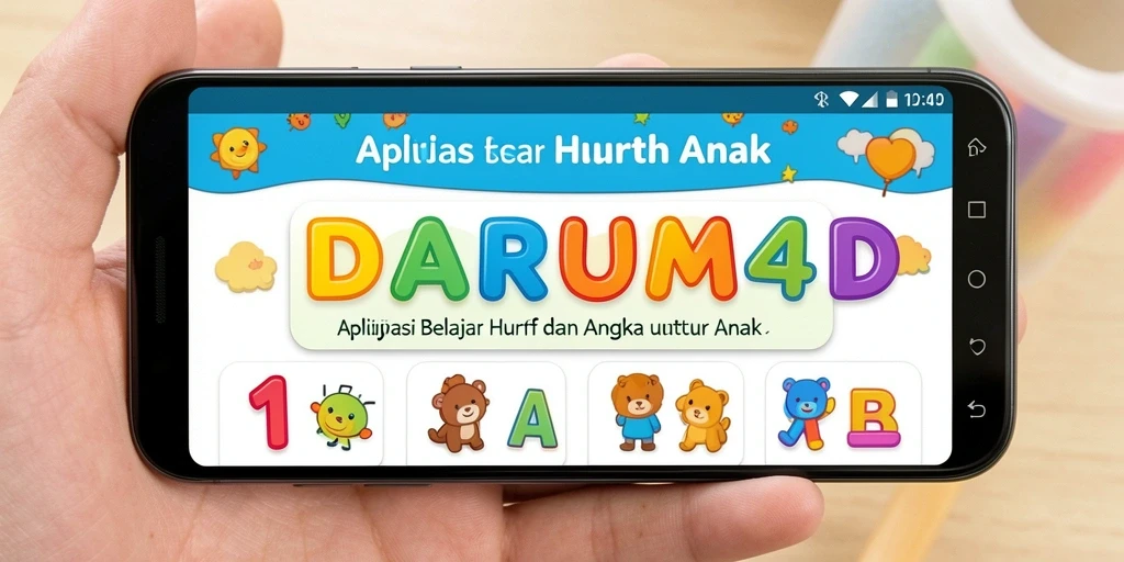 Antarmuka DJARUM4D menampilkan aktivitas belajar huruf dan angka yang menarik.
