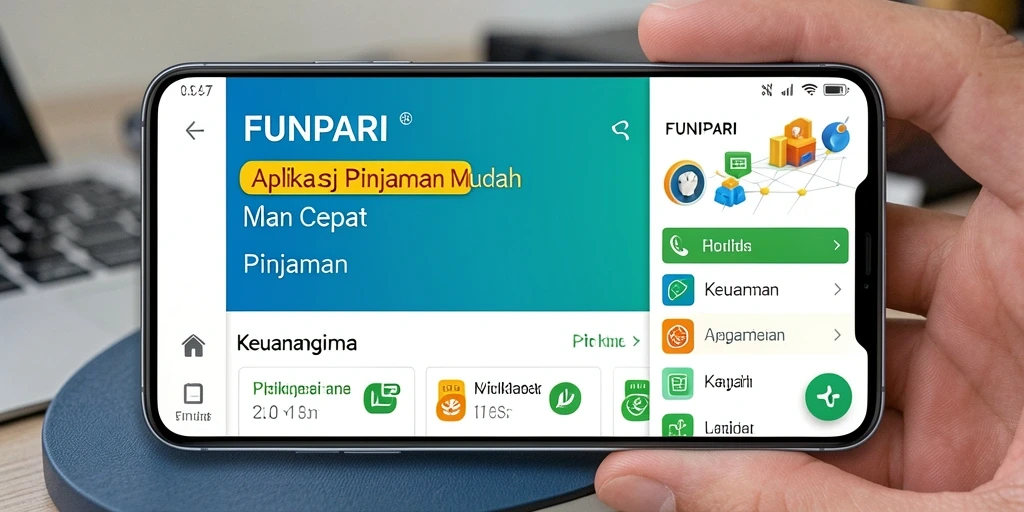Antarmuka aplikasi FUNPARI yang sederhana dan fungsional untuk pinjaman.