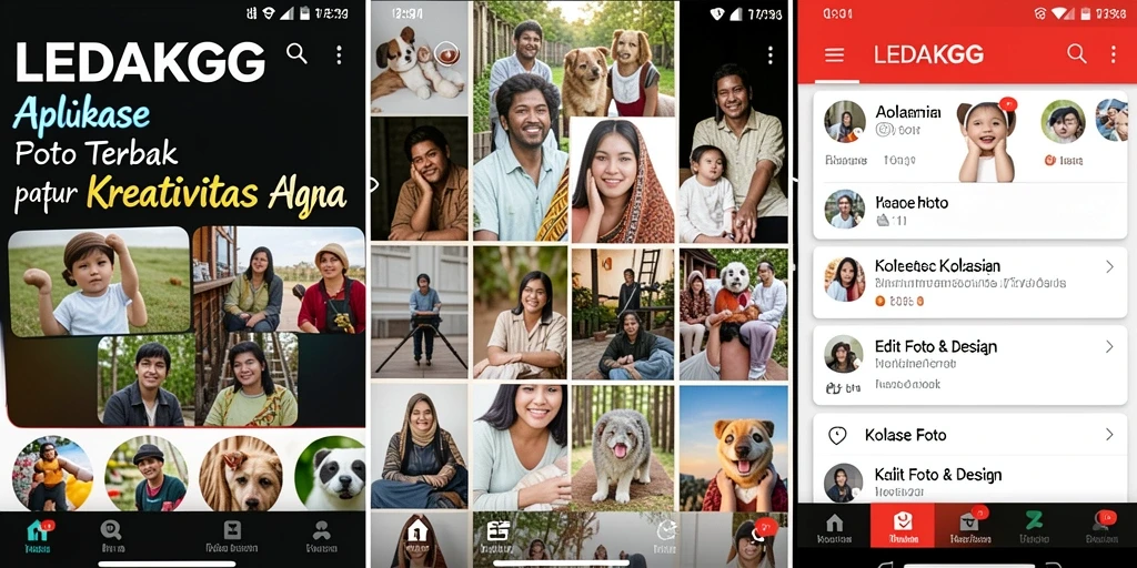 Screenshot antarmuka aplikasi Kolase Foto LEDAKGG yang mudah digunakan.