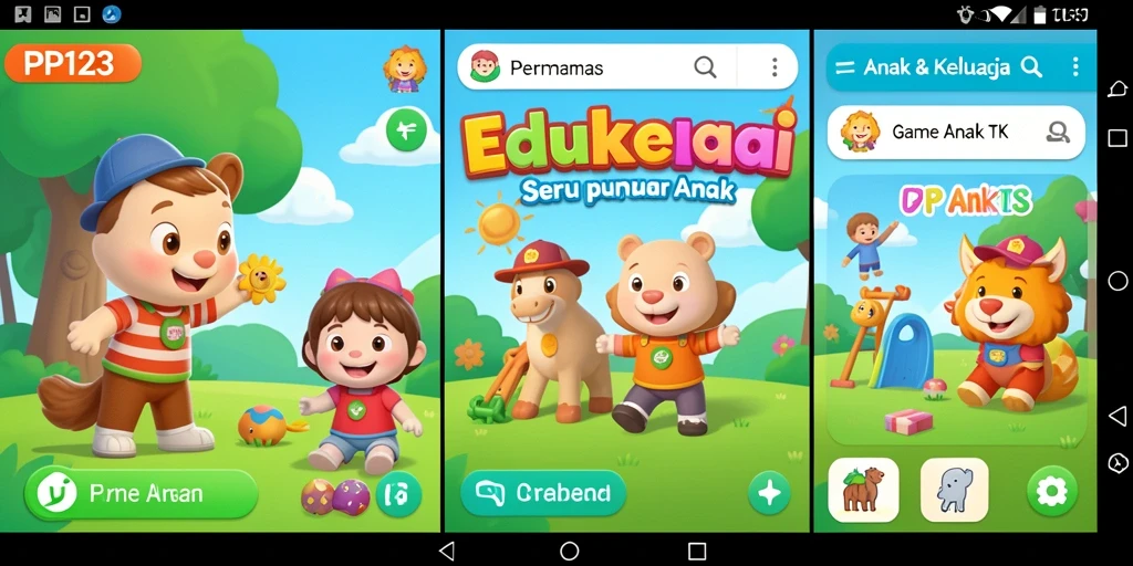 Antarmuka cerah dan permainan edukatif di PP123