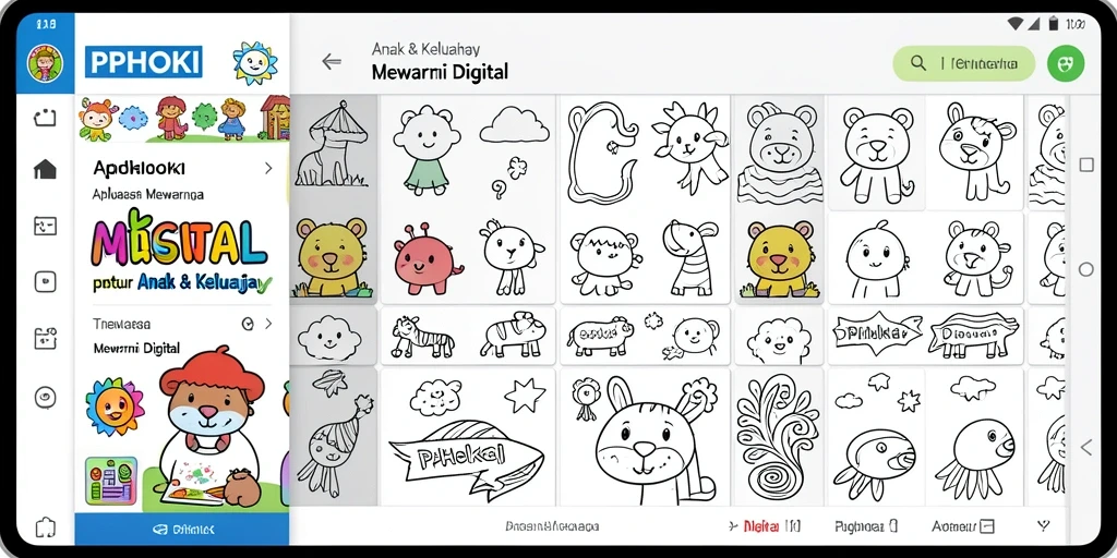 Antarmuka aplikasi PPHOKI yang ramah anak dan menarik.