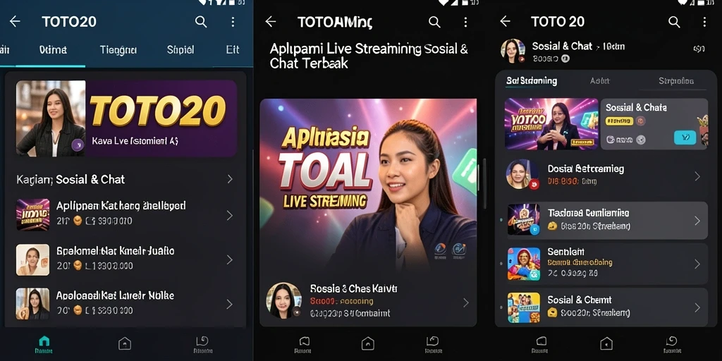 Antarmuka aplikasi TOTO20 saat melakukan Live Streaming dengan interaksi pengguna.